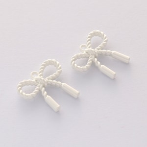 10pcs Alloy Charm, White Bow Pendant, Metal Bow Charm, Jewelry making, diy Material