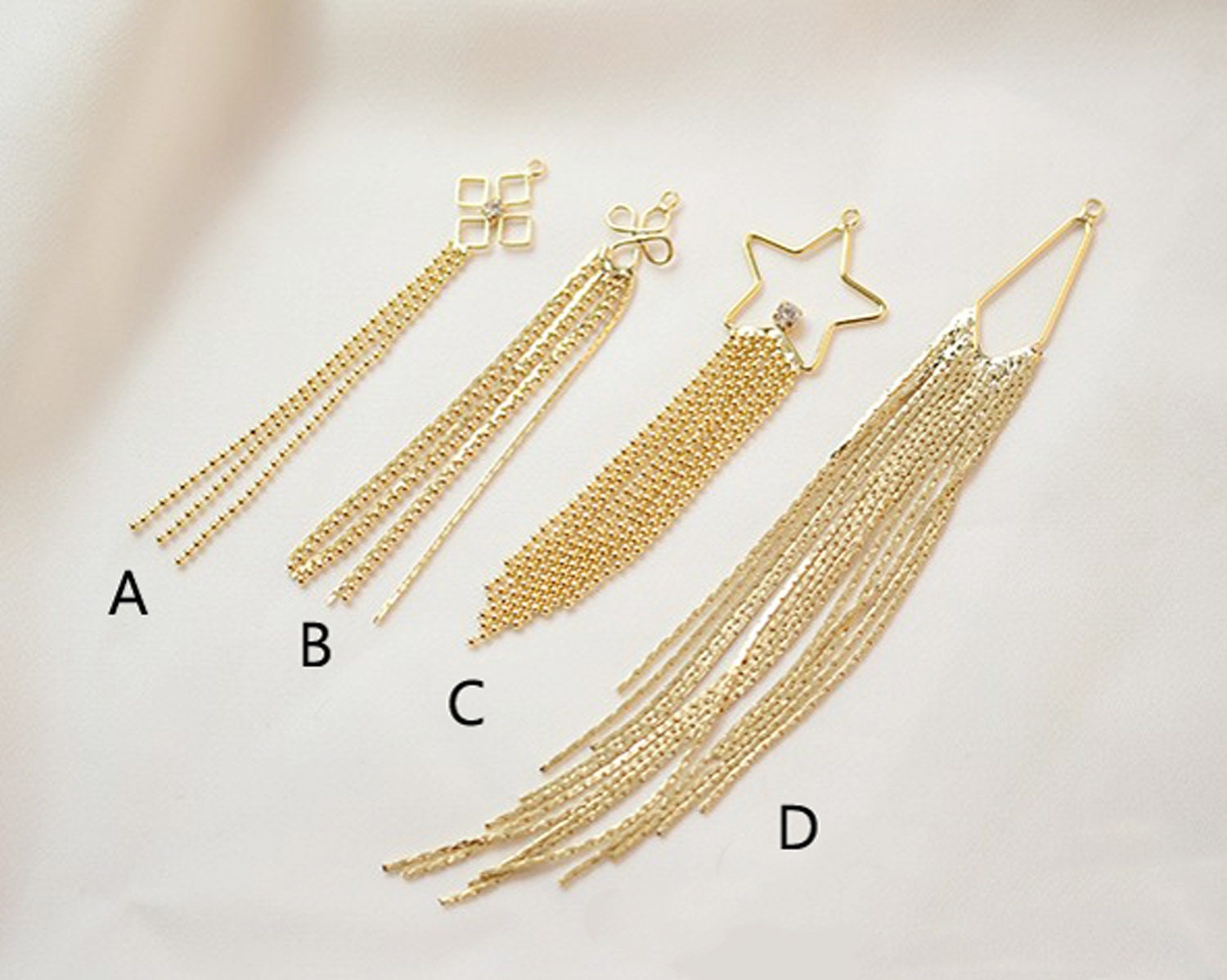 4PCS. 18k Real Gold Plated Tassel Charm Long Metal Tassels Etsy