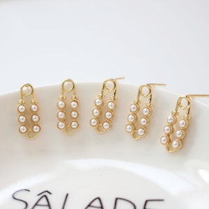 10PCS Paperclip/Bar Pearl Earrings, Vintage Pearl Stud Earring, Gold Earrings, Ear Wire, Jewelry diy Material Earrings, Earring Attachment,