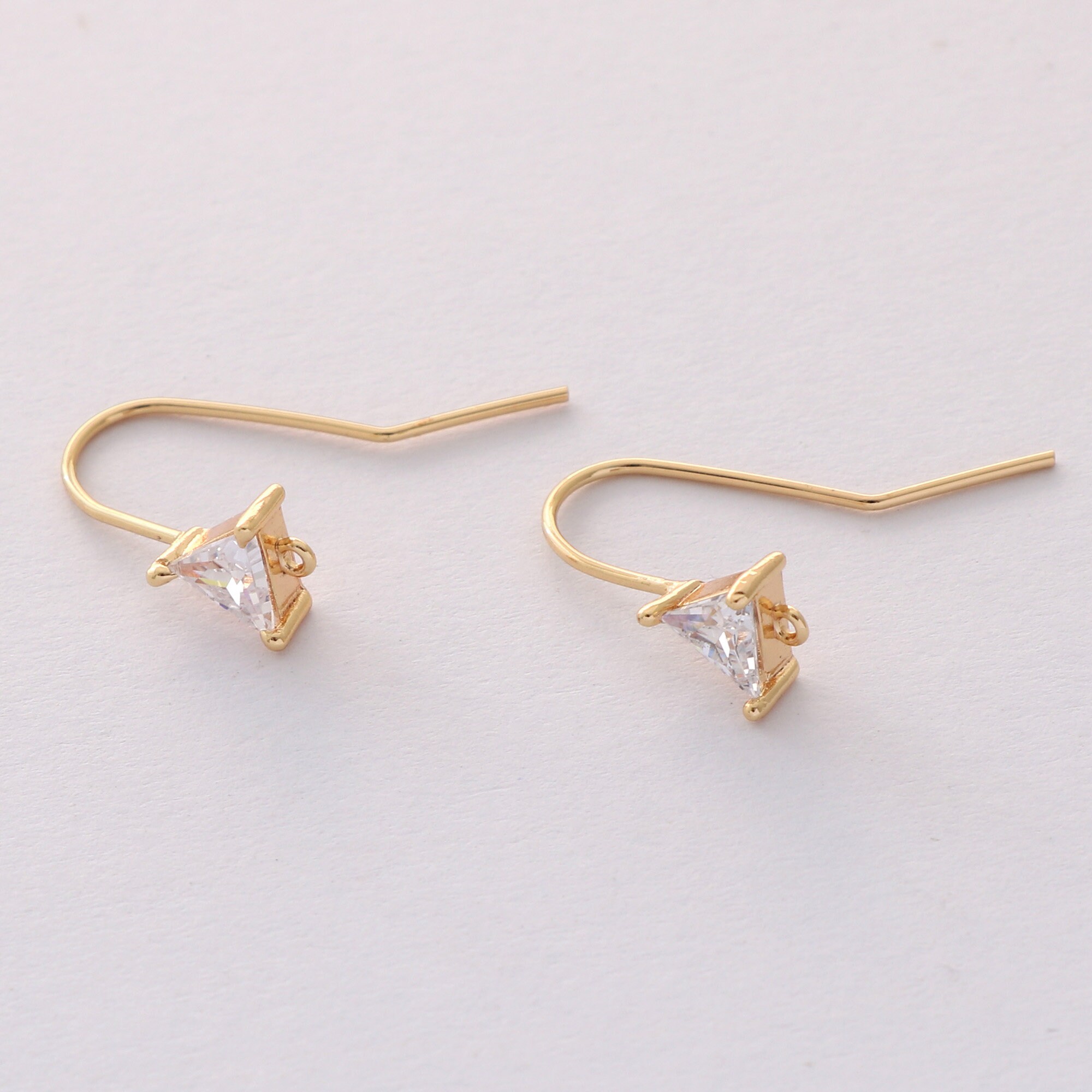 10pcs Real Gold Plated Brass Ear Wire Zircon Pave War Hooks Dangle Earring Hooks Ball French Hook Ear Wires Earrings Findings Components