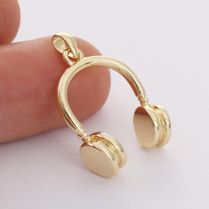 Real Gold Plated Headset Charm, Silver Color Wireless Headset Pendant, Earplug Dangle Jewelry Charm for DIY Jewelry Making Supply