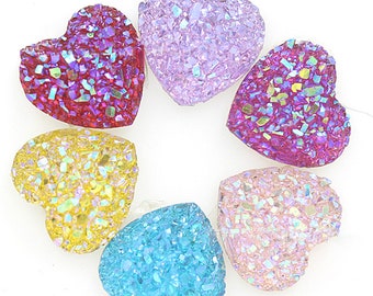 Bulk 50pcs .12MM redondo brillo resina cabujones, 12mm Druzy Cabochons, faux Druzies Cabochon, Cabinas de brillo de resina, Suministros de joyería