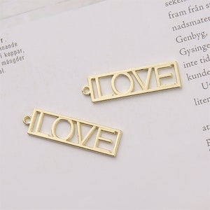 10pcs Legierung Charme, Liebe Brief Charme, Rechteck Anhänger, Brief Connector