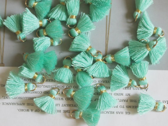 10pcs Mint Green Tassels tiny Cotton Thread Tassels 1.5cm Thread