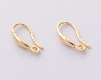 10pcs Real Gold Plated Brass Ear Wire Ball Dot French Hooks Dangle Earring Hooks Ball French Hook Ear Wires Earrings Findings Components