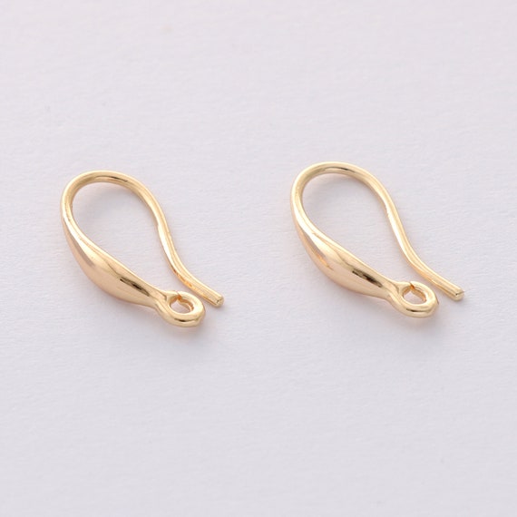 10pcs Real Gold Plated Brass Ear Wire Ball Dot French Hooks Dangle Earring Hooks Ball French Hook Ear Wires Earrings Findings Components