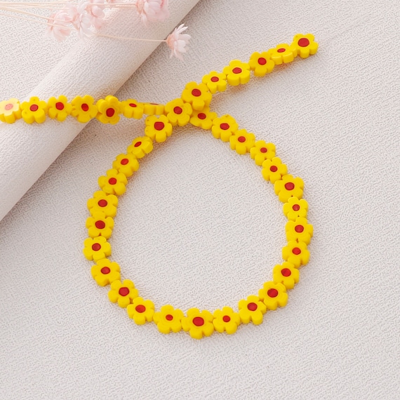 Millefiori Glass Flower Flat Round Beads ,8mm Handmade Millefiori