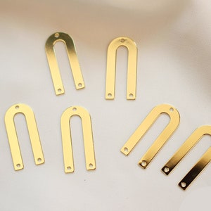 10pcs Real Gold Plated Brass U Shape Charm, U Shape Connector, Jewelry Making，DIY Earring Material