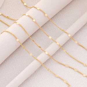 3.2 feet. Flat Cable Chain,1.3mm Chain,18K Gold Plated Brass Satellit Chain,Tiny Flat Soldered Necklace Wholesale Cable Chain, Bulk Chain