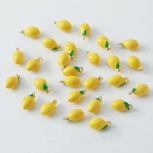 6pcs Real 18K Gold Plated Enamel Mango Charm,Gold Initial Charm, Vermeil Mango Pendant, Gold Initial Charms, Brass Lemon Charms, fruit Charm