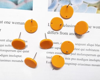 10pcs 15mm Round Acetate Celluloid Earring Ear Stud Cellulose Acetate Colorful Charm Diy Jewelry Accessories Craft Supplies