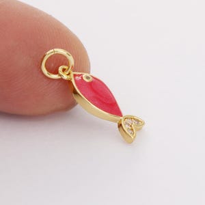 Real Gold Plated Enamel Fish Tail Beads, Fish Bracelet Beads, Fish Spacer Beads, Bracelet Charm, Gold Plated Findings