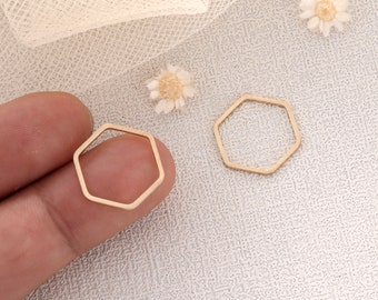 10pcs Raw Brass Hexagon Charm, Geometry Charms, Earring Findings, Jewelry Making, Diy Material, Jewelry Supplies