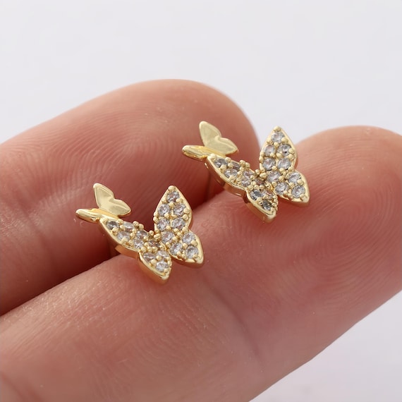 18 Orecchini A Perno In Argento 925 Con Sfera: Kit Base Per Creazione Gioielli Fai Da Te + 18 Farfalle - 5