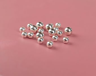 Perle Ronde En Argent Sterling 925 Rhodié - Diamètre 2 Mm - Pour Création De Bijoux (bracelet) - Neuf
