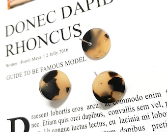 6pcs 15MM pendientes redondos de acrílico, pasador de oreja, alambre de oreja, acople de pendientes, t pendientes de acetato que hacen, suministros de pendientes