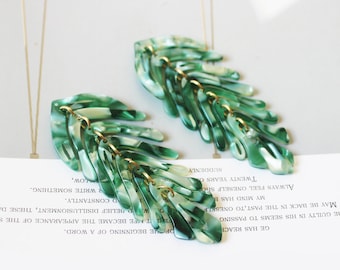 4pc Leaf Charms Tortoise Leaf shape Cellulose Acetate Colorful Charm 30* 70MM Plastic Pendant Resin Acrylic Pendant Diy Jewelry Accessories