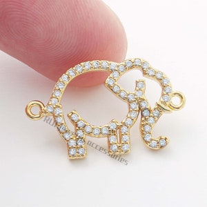 6pcs Real Gold Elephant Charms, Elephant Connector, Dainty Elephant Charms, Necklace Charm, Bracelet Charms, Gold Plated Findings