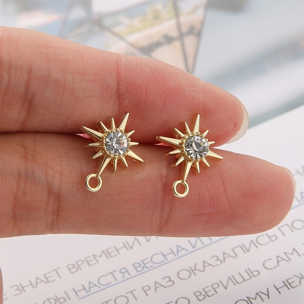 10pcs Alloy Star Earrings, Star Earring Post, Ear Wire