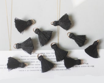 10Stk Schwarze Quasten,mini Quasten,2cm Baumwollgarn Quasten,Mini Quasten Charm für Schmuckherstellung,Wholesale Quasten
