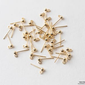 10pcs. high quality 3MM/4MM ball earring w/ring, ball ear stud, gold ear wire, Round Ball Post ,earring attachment,wholesale,bulk finding