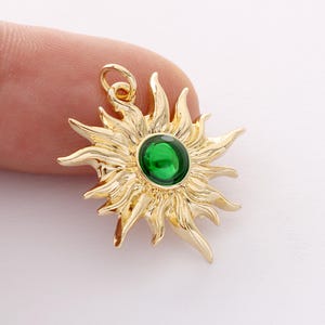 Real gold plated enamel sun charm , tiny sun charm,bracelet necklace pendant,sunflower charm,plant,gold plated over brass