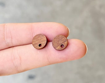 10pcs Round Wood Earrings, Ear Wire, Earrings Post,10mm Wood Earrings Studs,Diy Jewelry Accessories Craft Supplies