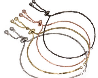 5PCS/10PCS/50PCS. Sliding Adjustable Bracelet Making Chain, half-finished bracelet, Rubber stopper beads, connector link finding no tarnish