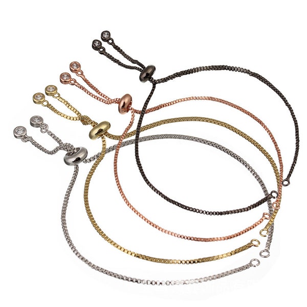 5PCS/10PCS/50PCS. Sliding Adjustable Bracelet Making Chain, half-finished bracelet, Rubber stopper beads, connector link finding no tarnish
