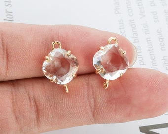 10pcs Clear Crystal Glass Charm Pendant,Large Faceted Lucite Beads,Diamond Glass Connector,Bezel Gemstone, wholesale prices