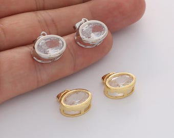 4pcs Real Gold Plated Sparkling CZ Pave Charm Delicate Oval Zircon Pendant For Necklace/Earring Jewelry Making DIY Materials Quality