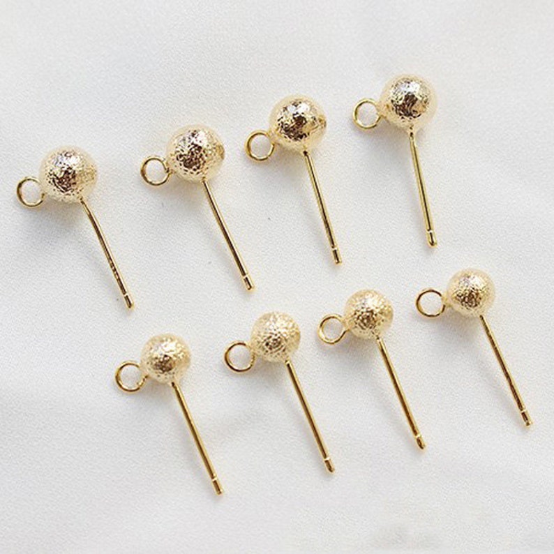 10pcs 18K Gold Plated Brass Ball Earring Ball Ear Stud Etsy