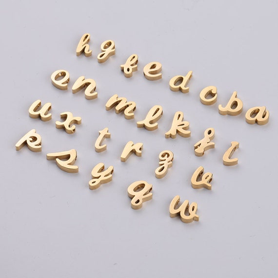 5PCS Stainless Steel Letter Charm,gold Initial Charm,vermeil