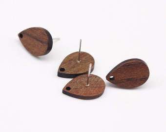 10pcs Teardrop Wood Earrings, Ear Wire, Earrings Post, Wood Earrings Studs,Diy Jewelry Accessories Craft Supplies