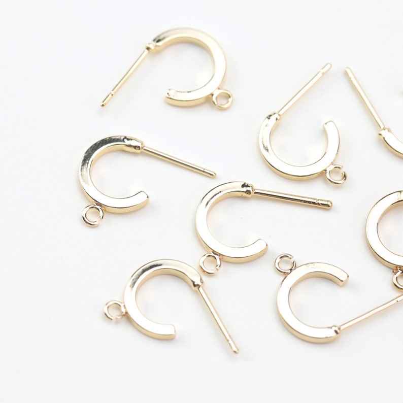 6pcs Real 18K Gold Plated Brass earrings,Ear Stud, Metal Post Earrings,Designer jewelry Finding, Earring diy,925 Sterling silver ear stick image 5