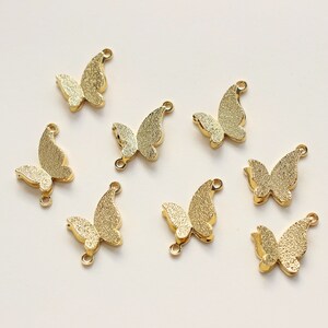 10pcs Real 18k Shiny Gold Butterfly Charms, Butterfly Pendant, Dainty Charms, Necklace Charm, Bracelet Charms, Gold Plated Findings