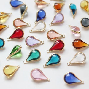 10pcs Crystal Glass Pendant Charm,Teardrop Faceted Lucite Beads, Channel Charm,Bezel Gemstone, wholesale prices