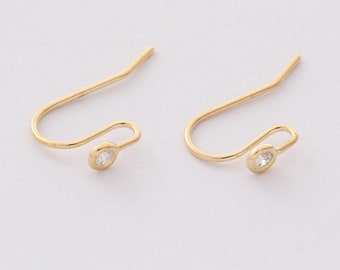 10pcs Real Gold Plated Brass Ear Wire Ball Dot French Hooks Dangle Earring Hooks Ball French Hook Ear Wires Earrings Findings Components