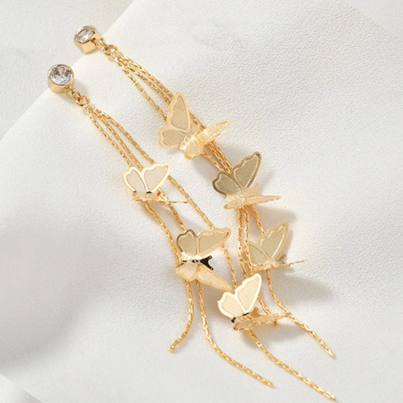 4PCS. 18k Real Gold Plated Tassel Charm Long Metal Tassels Etsy