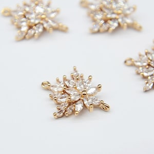 10PCS Gold Plated Leaves Charm, CZ Pave Flower Pendant,Jewelry Making, DIY Material, Crafts Supplies