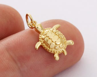 Gold Plated Turtle Charm, Toroise Charm, Tiny Turtle Charm, Animal Pendant, Turtle Bracelet, Gold Plated Findings