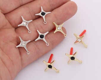 10pcs Alloy Star Earrings, Cross Stud Earrings, Star Earring Post, Ear Wire