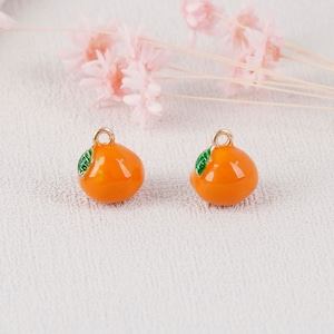 6pcs Gold Plated Enamel Orange Charm Pendant ,Fruit Charm,Enamel Charm,Garden Charm,Sweet Charm,Diy Charm,Jewelry Suppies
