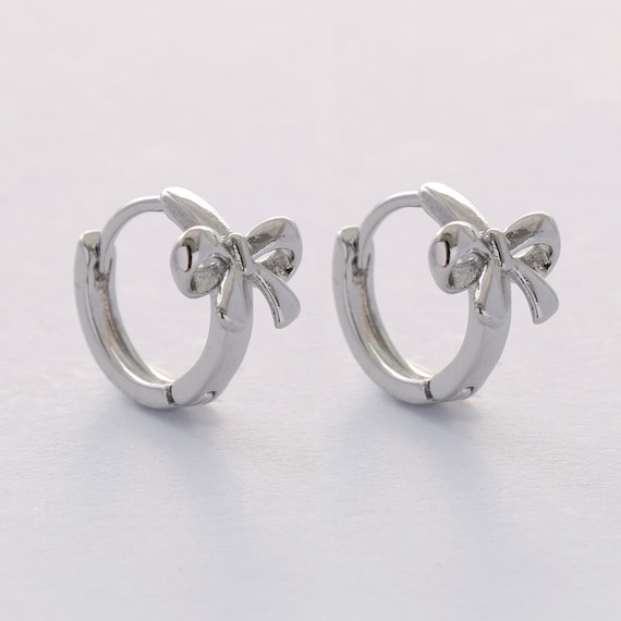 6pcs Platinum Plated Bow Leverback Earrings,French Clip Earrings,Ear Hook,Small Hoop Earrings,Minimalist Huggie Hoops