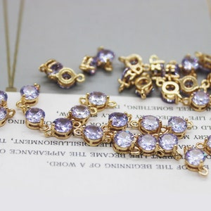 10ST goud vergulde kleine Cubic Zirconia charme, 5 * 10MM, licht paarse drop, CZ Pave connector, sieraden maken, DIY materiaal, ambachten supplies