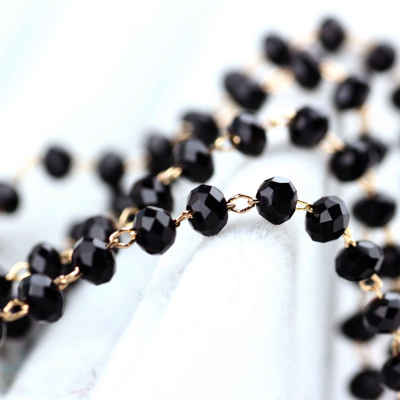 50CM Faceted Black Crystal Bead Chain 3mm Bead Finding Jewelry Etsy