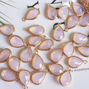 2pcs/10pcs Pink Oval Opal Charm Pendant Natural Opal Gemstone Charm Pendant October Birthstone Jewelry Making Materials