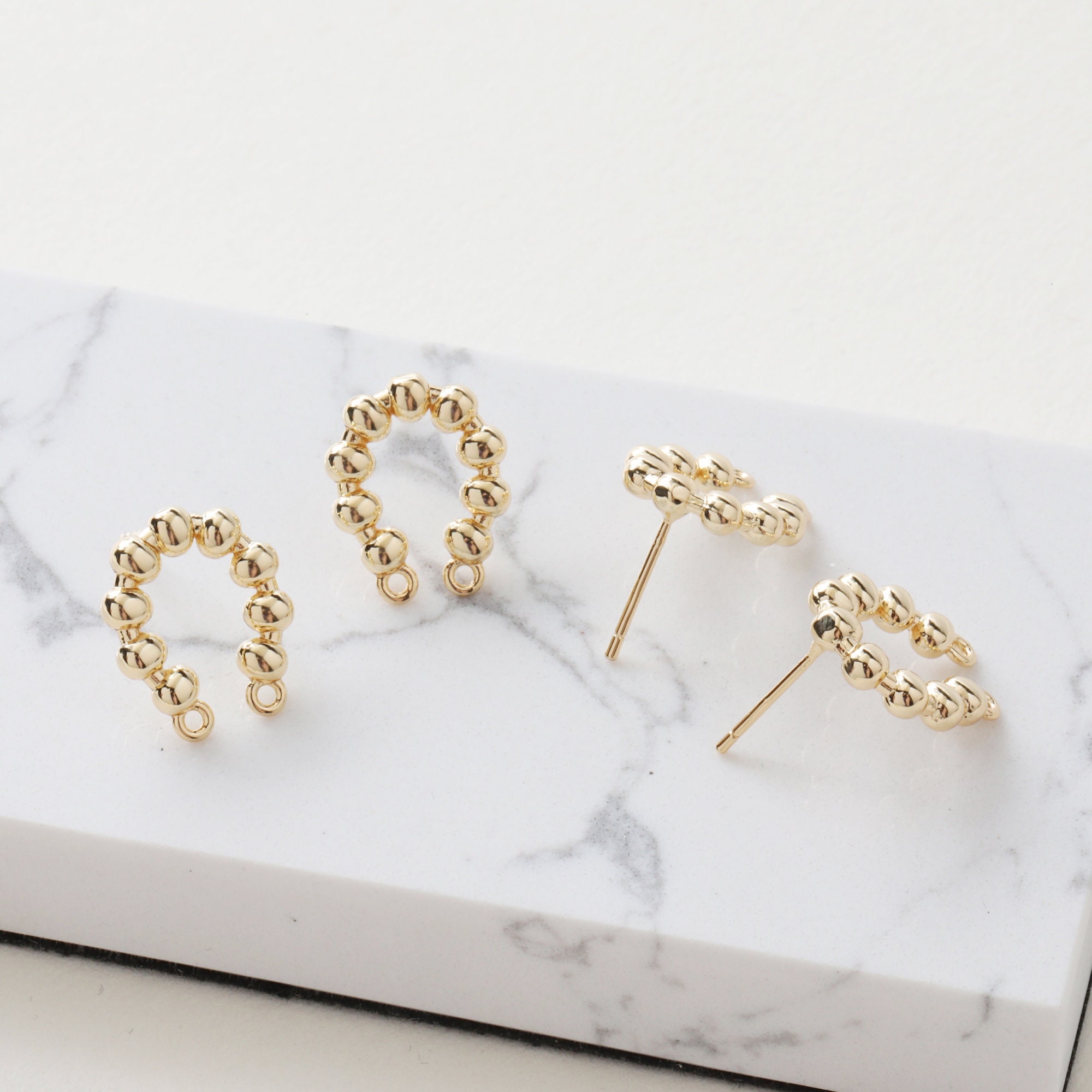 6PCS Real Gold Plated Horseshoe Earring Posts Semicircle Ear Etsy