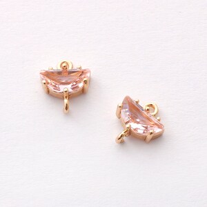 10pcs Crystal Glass Pendant Charm,Tiny Pink Faceted Lucite Connector,Glass Semicircle Link,Bezel Gemstone, wholesale prices (small)
