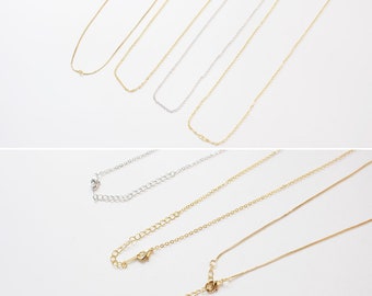 3PCS. Real Gold Plated Cable Link Chain With Lobster Clasp,Dainty Necklace,1MM Chain, Brass Cable necklace